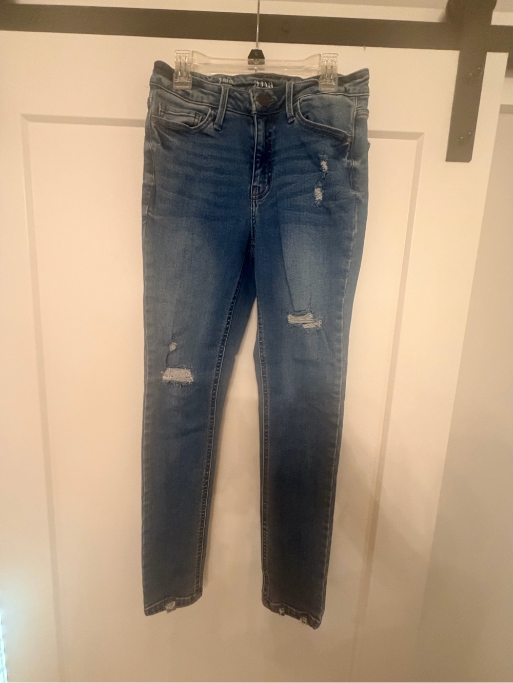 a.n.a Distressed Blue Skinny Jeans
